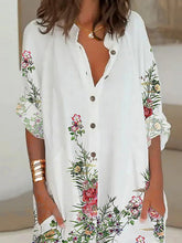 Cárdigan de manga larga estampado, camisa holgada de un solo pecho