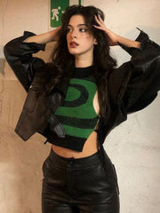 Chaleco de lana con ondas caladas