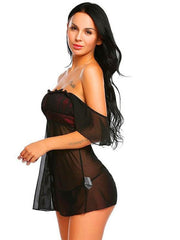 Pijama sexy de encaje de un solo hombro