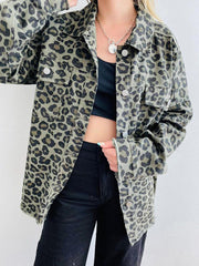 Leopard Print Long Sleeve Coat