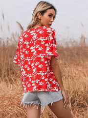 Camisa estampada con cuello en V