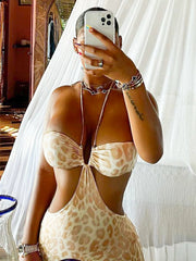 Vestido estampado sin mangas y sin espalda