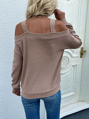Durchbrochener trägerloser Strickpullover