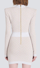 V Neck STRONG-Shoulder Mini Dress