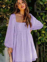 Falda de Jacquard con escote cuadrado y mangas abullonadas