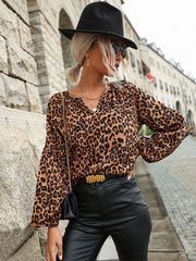 Camisa de gasa con estampado de leopardo