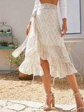 Ditsy Floral Tie Side High Low Skirt