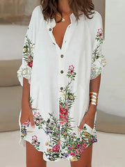 Cárdigan de manga larga estampado, camisa holgada de un solo pecho