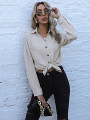 Solid Color Lapel Shirt