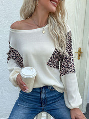 Strickpullover mit Rundhalsausschnitt und Leopardenmuster