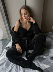 Pit Cord Camisole Nachthemd Hose Dreiteilig