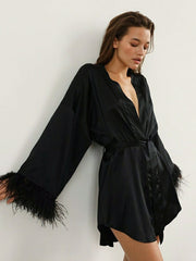 Winternachthemd mit Federn und langen Ärmeln