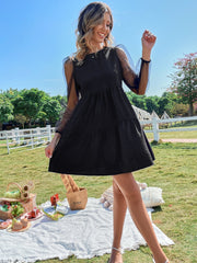 Round Neck Long Sleeve Cutout Dress