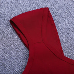 Rundhalsausschnitt Kurzarm Plat Mini Bandage Kleid HI915