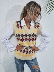 Chaleco tipo suéter con cuello en V para mujer