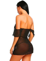 Pijama sexy de encaje de un solo hombro