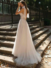 Vestido de novia sexy transparente con espalda descubierta y tirantes finos