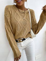 Einfarbiger Strickpullover mit Rundhalsausschnitt