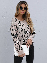 Suéter de punto con estampado de leopardo