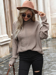 Jersey de cuello alto de punto de color liso