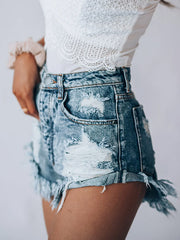 Pantalones de cintura alta con borlas rotas