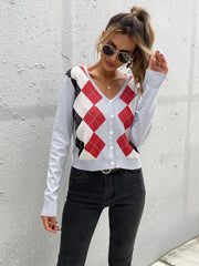 Strickpullover mit Rauten-V-Ausschnitt