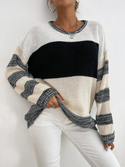 Schwarz-weißer Collision-Pullover mit Rundhalsausschnitt