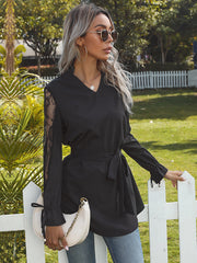 Solid Color Lace Shirt