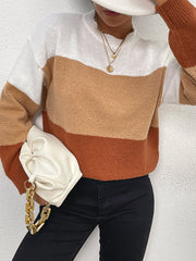 Knitted Round Neck Patchwork Sweater