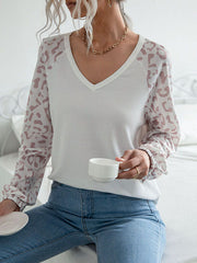 Waffel-Patchwork-Strick mit V-Ausschnitt