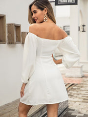 Strickjacke, Langarm, schulterfrei, einfarbig, einreihiges Kleid mit umwickelter Brust und einer Schulter