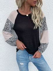 Waffel-Strick mit Leopardenmuster