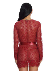 Camisón de manga larga con cárdigan transparente