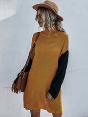 Knitted Slim Fit Colorblock Sweater