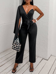 V-Neck Jumpsuit Cropped Pants