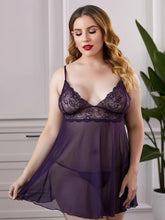 Camisón de malla con tirantes de encaje de talla grande