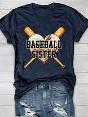 Kurzärmliges T-Shirt mit Baseball Sister-Print