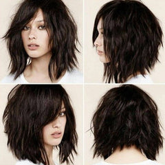 Women's oblique bangs short curly wig headcover