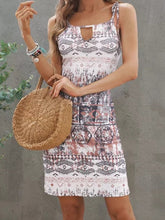Stylish Bohemian All Over Print Keyhole Front Dress