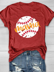 Camiseta de manga corta con estampado de mamá beisbolera