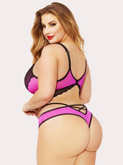 Plus Spitzen-Patchwork-Dessous-Set mit Perspektive