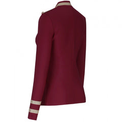 Chaqueta de vendaje con tachuelas metálicas, cuello redondo y manga larga