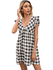 Vestido largo de cuadros bicolor