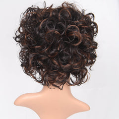 Women's short curly hair wig headgear