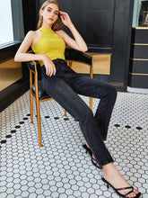 Lässige Harlan-Hose mit hoher Taille und schmalem, geradem Bein im Herbst und Winter