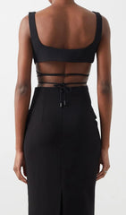 Vestido largo sin mangas con escote en V profundo y vendaje