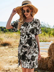 Vestido elegante de temperamento con cuello cuadrado