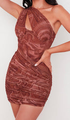 Minivestido con aberturas y estampado de remolinos