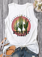 Sonnenuntergang Träume Wüste Vibes Kaktus Tank