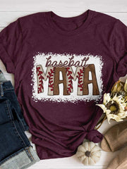 Kurzärmliges T-Shirt mit Baseball-Mom-Print